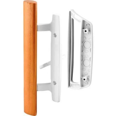 PRIME-LINE Prime-Line Sliding Door Handle Set, Wood Handle, White Diecast,  C 1204